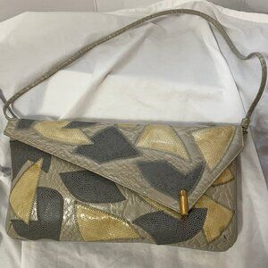 Vtg '80s Womens Purse Caprice Snakeskin Made USA Oversized Clutch Shoulder Bag